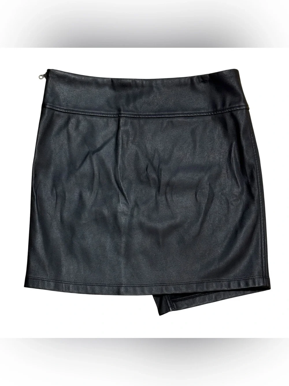 NWOT - David Lerner Vegan Leather Asymmetrical Wrap Mini Skirt Small